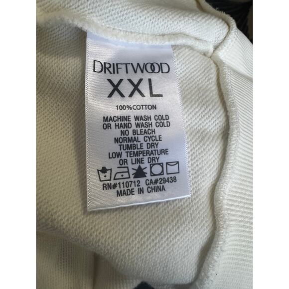 Driftwood Embroidered Zip-Up Hoodie Sweatshirt Cream NWT XXL - Picture 4 of 5